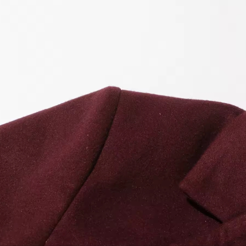 Burgundy Printing Blazers For Women Notched Collar Long Sleeve Patchwork Single - Picture 7 of 11